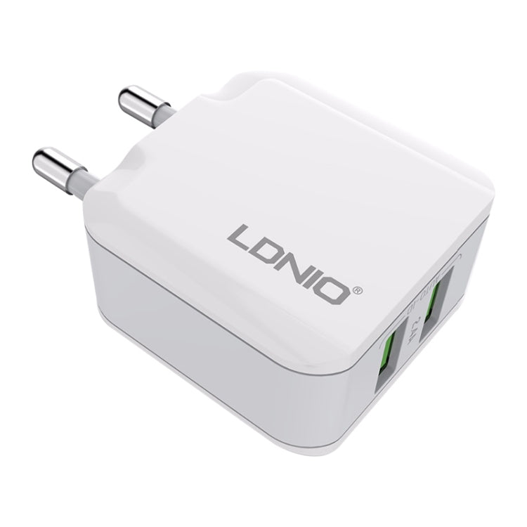 LDNIO A2201 2.4A Dual USB Charging Head Travel Direct Charge Mobile Phone Adapter Charger With Micro Data Cable(EU Plug) - Apple Accessories by LDNIO | Online Shopping UK | buy2fix