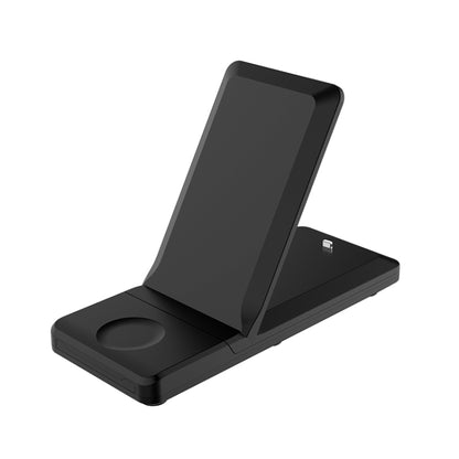 H6 3 in 1 Portable Folding Wireless Charger for iPhone + iWatch + AirPods(Black) - Apple Accessories by buy2fix | Online Shopping UK | buy2fix