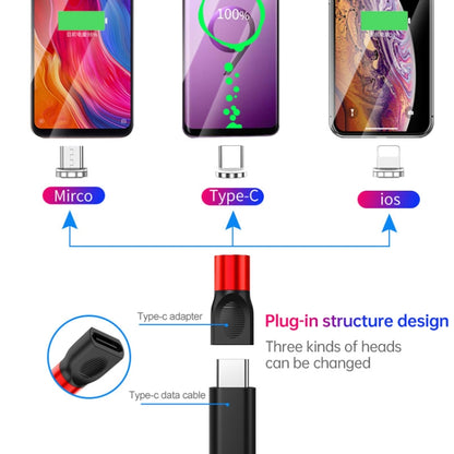 4 in 1 3A 8 Pin & USB-C / Type-C & Micro USB Zinc Alloy Magnetic Charging Head + USB-C / Type-C Magnetic Charging Adapter Set (Black) - Mobile Accessories by buy2fix | Online Shopping UK | buy2fix