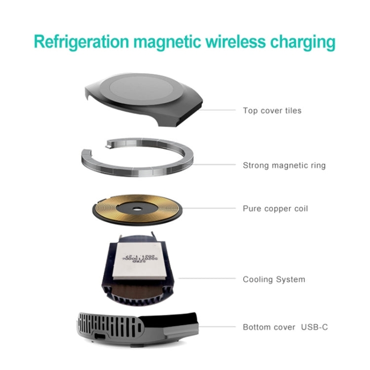 ETG755 15W Refrigeration Magnetic Wireless Charger for iPhone 12 / mini / Pro / Pro Max (Grey) - Apple Accessories by buy2fix | Online Shopping UK | buy2fix