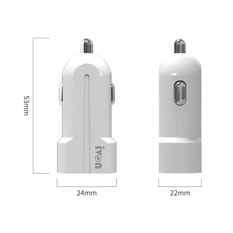 IVON CC13 QC 3.0 Fast Charging Car Charger Set with 8 Pin Charging Cable (White) - Car Charger by IVON | Online Shopping UK | buy2fix