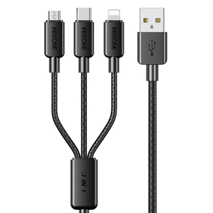 WEKOME WDC-04 Tidal Energy Series 3A USB to 8 Pin+Type-C+Micro USB 3 in 1 Braided Data Cable, Length: 1.2m (Black) - Multifunction Cable by WK | Online Shopping UK | buy2fix