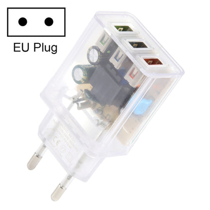 64-222 2A Three USB Transparent Charger, specification: EU Plug - USB Charger by buy2fix | Online Shopping UK | buy2fix