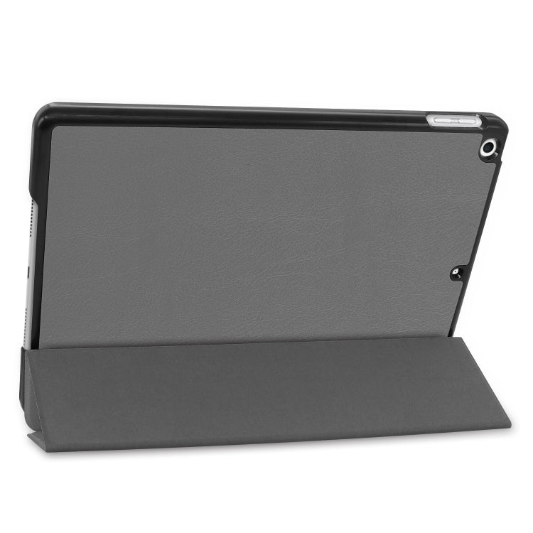 For iPad 10.2 Custer Texture Horizontal Flip Smart PU Leather Case with Sleep / Wake-up Function & Three-folding Holder (Grey) - iPad 10.2 Cases by buy2fix | Online Shopping UK | buy2fix