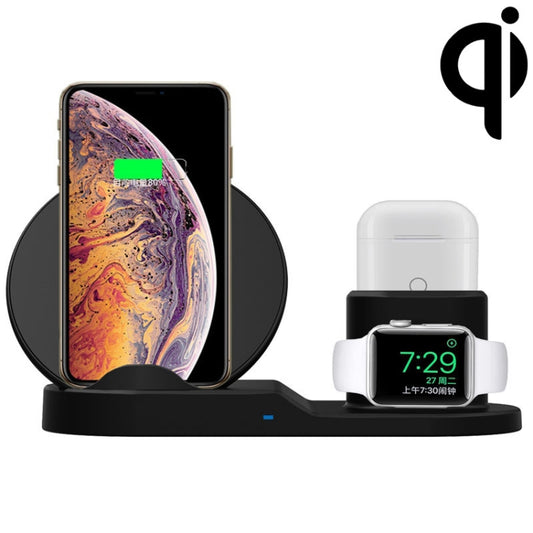 N30 3 in 1 Fast Wireless Charger Holder for Qi Standard Smartphones & iWatch & AirPods(Black) - Multifunction Charger by buy2fix | Online Shopping UK | buy2fix