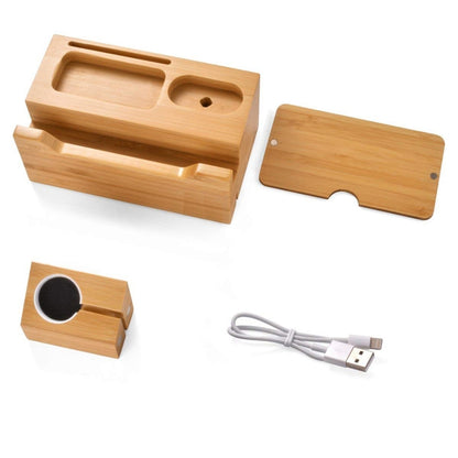 Multi-function Bamboo Charging Station Charger Stand Management Base with 3 USB Ports, For Apple Watch, AirPods, iPhone, AU Plug - Others by buy2fix | Online Shopping UK | buy2fix