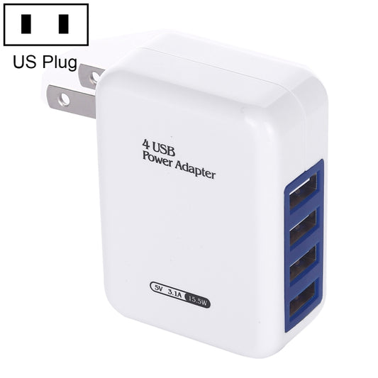 HT-CD03 15.5W 5V 3.1A 4-Port USB Wall Charger Travel Charger, US Plug - USB Charger by buy2fix | Online Shopping UK | buy2fix