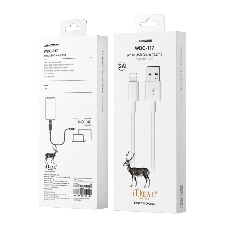 WK WDC-117 3A 8 Pin Fast Charging Charging Cable, Length: 1.2m (White) - Normal Style Cable by WK | Online Shopping UK | buy2fix