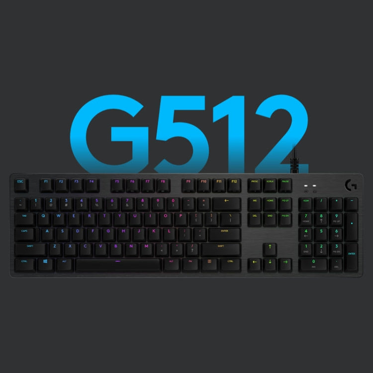 Logitech G512 RGB L-axis Mechanical Wired Gaming Keyboard, Length: 1.8m (Black) - Wired Keyboard by Logitech | Online Shopping UK | buy2fix