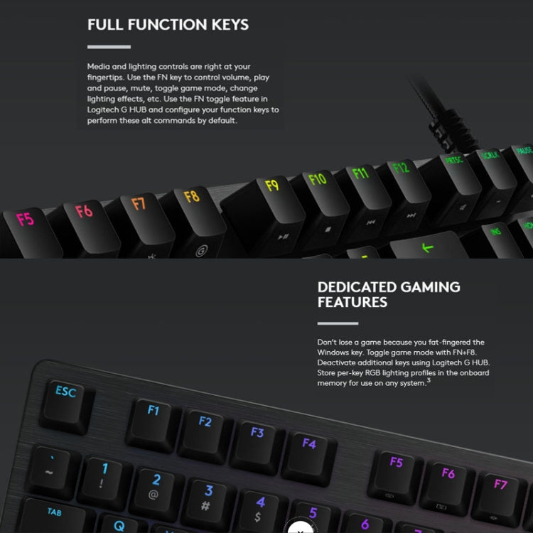 Logitech G512 RGB L-axis Mechanical Wired Gaming Keyboard, Length: 1.8m (Black) - Wired Keyboard by Logitech | Online Shopping UK | buy2fix