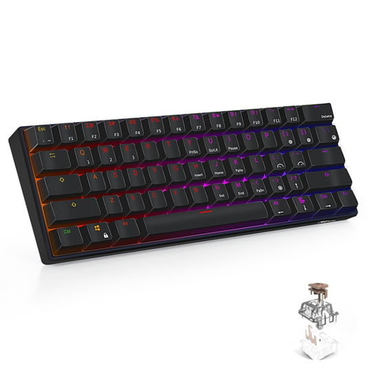 RK61 61 Keys Bluetooth / 2.4G Wireless / USB Wired Three Modes Brown Switch Tablet Mobile Gaming Mechanical Keyboard with RGB Backlight, Cable Length: 1.5m (Black) - Wired Keyboard by buy2fix | Online Shopping UK | buy2fix