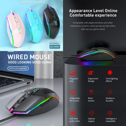 S700 Colorful Light USB Wired Office Gaming Mouse (Black) - Wired Mice by buy2fix | Online Shopping UK | buy2fix