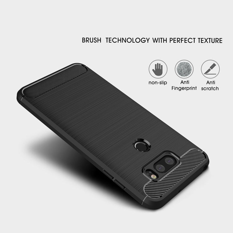 For LG V30 Brushed Texture Carbon Fiber Shockproof TPU Rugged Armor Protective Case (Black) - Mobile Accessories by buy2fix | Online Shopping UK | buy2fix