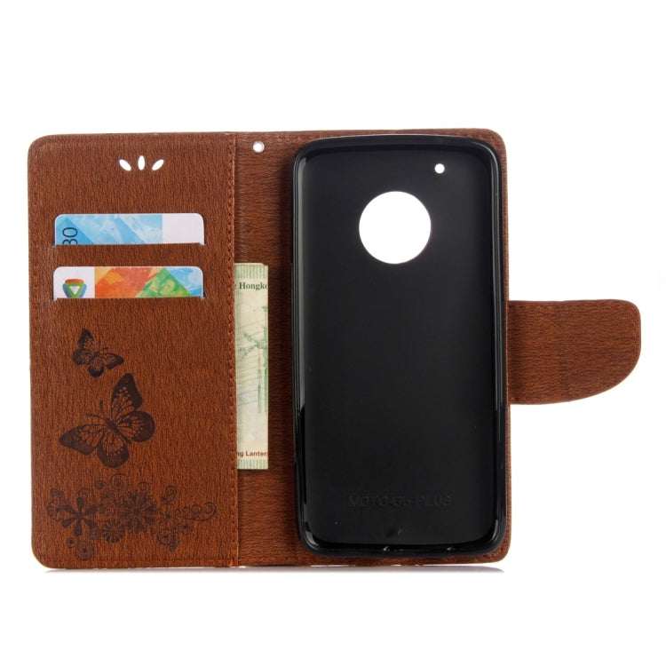 For Motorola Moto G5 Plus Pressed Flowers Butterfly Pattern Horizontal Flip Leather Case with Holder & Card Slots & Wallet(Brown) - Motorola Cases by buy2fix | Online Shopping UK | buy2fix