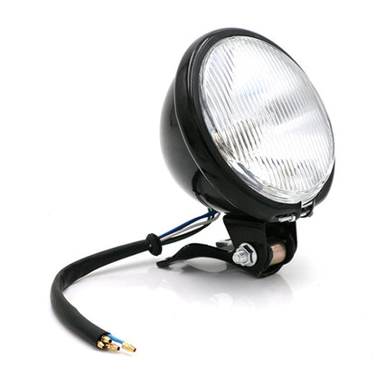 4 inch Motorcycle Black Shell Glass Retro Lamp LED Headlight Modification Accessories(White) - Headlights by buy2fix | Online Shopping UK | buy2fix