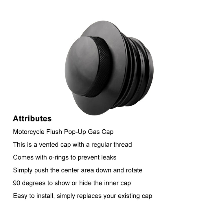 Motorcycle Flush Pop-up Gas Cap with O-ring for Harley Davidson (Black) - In Car by buy2fix | Online Shopping UK | buy2fix