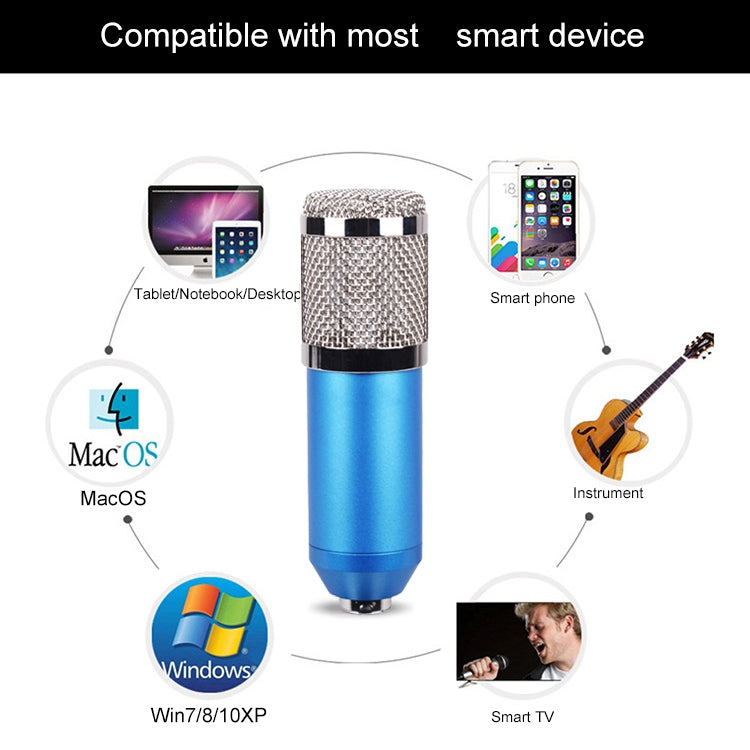 BM-800 Network K-Song Dedicated High-end Metal Shock Mount Microphone Set(Blue) - Consumer Electronics by buy2fix | Online Shopping UK | buy2fix