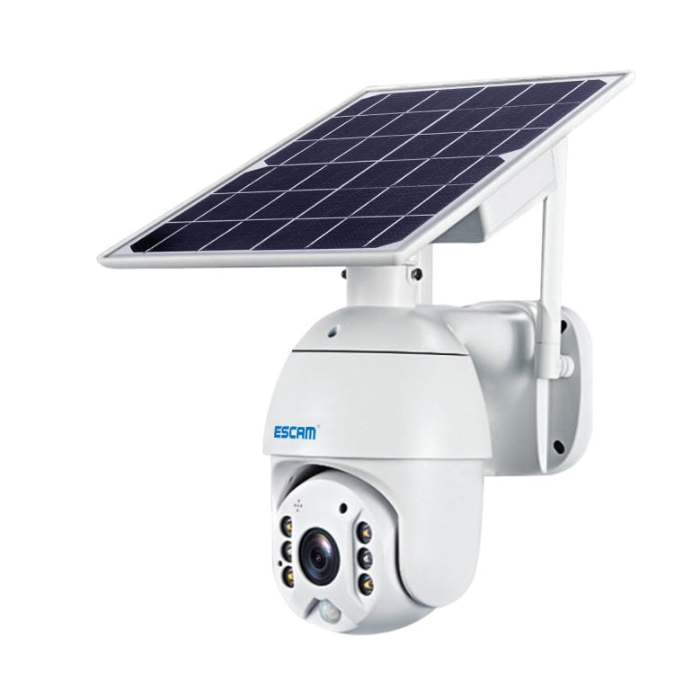 ESCAM QF480 US Version HD 1080P IP66 Waterproof 4G Solar Panel PT IP Camera with Battery, Support Night Vision / Motion Detection / TF Card / Two Way Audio (White) - Dome Camera by ESCAM | Online Shopping UK | buy2fix