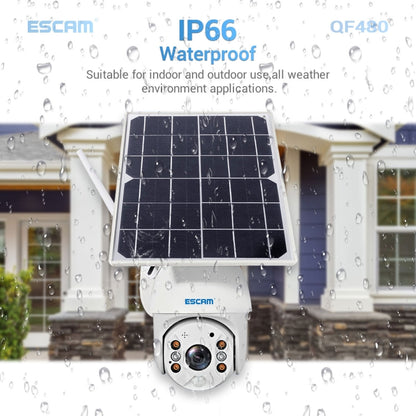 ESCAM QF480 US Version HD 1080P IP66 Waterproof 4G Solar Panel PT IP Camera with Battery, Support Night Vision / Motion Detection / TF Card / Two Way Audio (White) - Dome Camera by ESCAM | Online Shopping UK | buy2fix