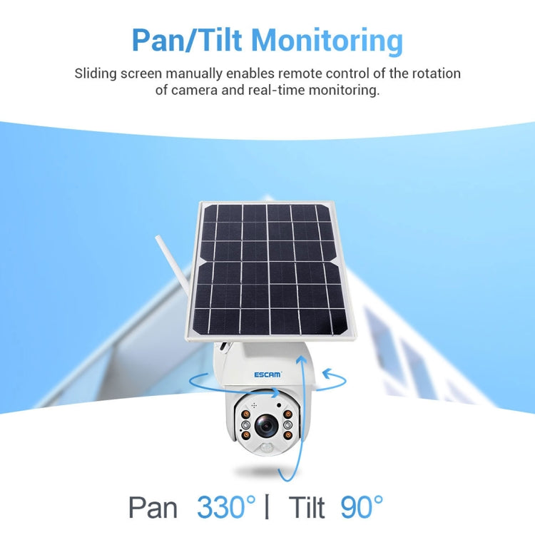 ESCAM QF480 US Version HD 1080P IP66 Waterproof 4G Solar Panel PT IP Camera with Battery, Support Night Vision / Motion Detection / TF Card / Two Way Audio (White) - Dome Camera by ESCAM | Online Shopping UK | buy2fix