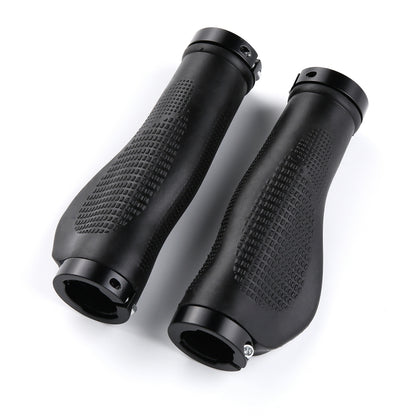 1 Pair AG21 Rubber +  Alloy Lock-Rings Bicycle Flat Handlebar Grip(Black) -  by buy2fix | Online Shopping UK | buy2fix