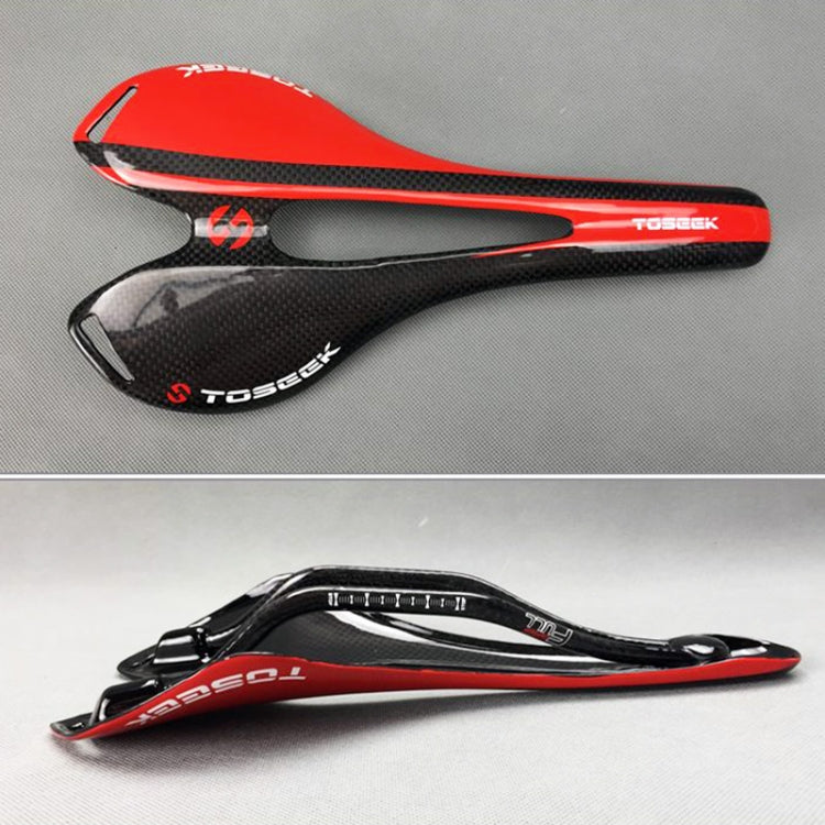 TOSEEK Road Bike Carbon Fiber Seat Bicycle Hollow Seat Saddle, 3K Texture + Extinction(Red) - Outdoor & Sports by TOSEEK | Online Shopping UK | buy2fix