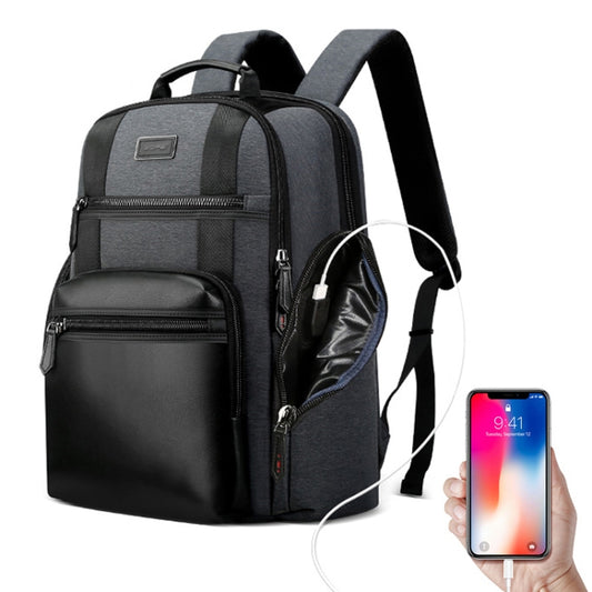 Bopai 851-014318 Fashion Outdoor Breathable Waterproof Anti-theft Three-layer Large Capacity Double Shoulder Bag,with USB Charging Port, Size: 31x17x44cm(Grey) - 15.6 - 17 inch by Bopai | Online Shopping UK | buy2fix