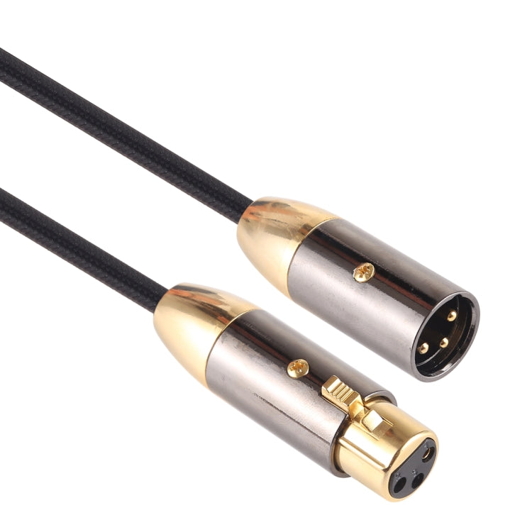 EMK XLR Male to Female Gold-plated Plug Cotton Braided Cannon Audio Cable for XLR Jack Devices, Length: 1m(Black) - Consumer Electronics by EMK | Online Shopping UK | buy2fix