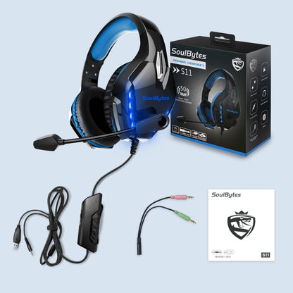 Soulbytes S11 USB + 3.5mm 4 Pin Adjustable LED Light Gaming Headset with Mic (Blue) - Multimedia Headset by Soulbytes | Online Shopping UK | buy2fix