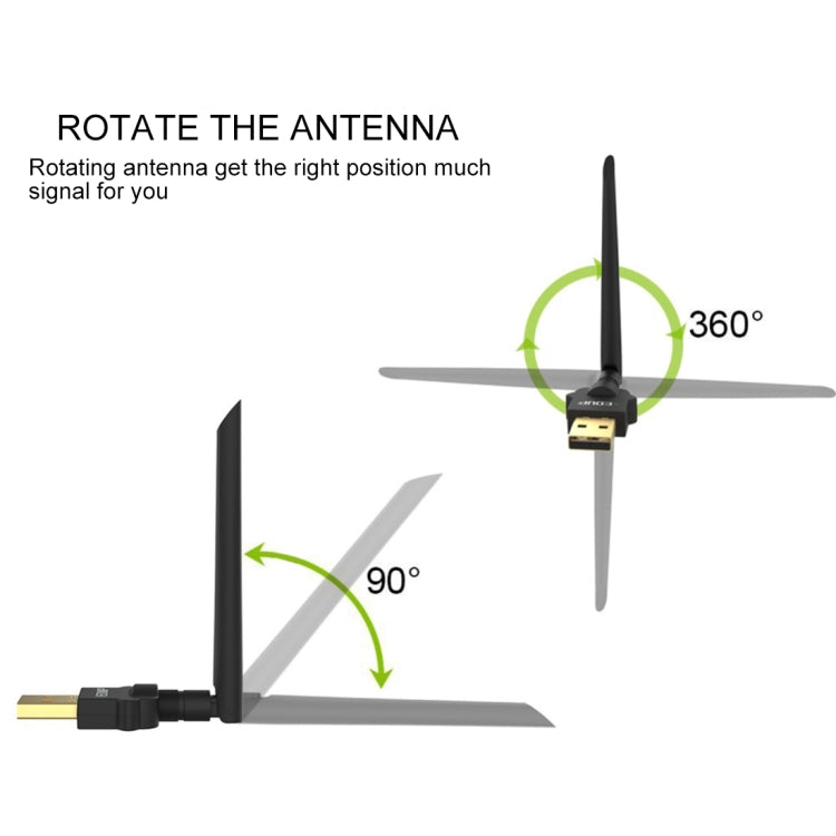 EDUP EP-AC1669 AC1300Mbps 2.4GHz & 5.8GHz Dual Band USB WiFi Adapter External Network Card with 2dbi Antenna - USB Network Adapter by EDUP | Online Shopping UK | buy2fix