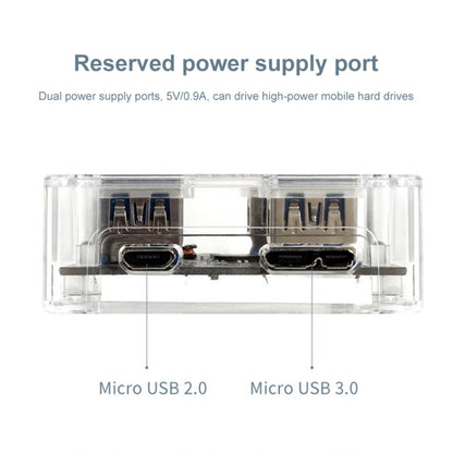 USB3.0 4 in 1 Multifunctional Desktop Square Transparent HUB - USB HUB by buy2fix | Online Shopping UK | buy2fix