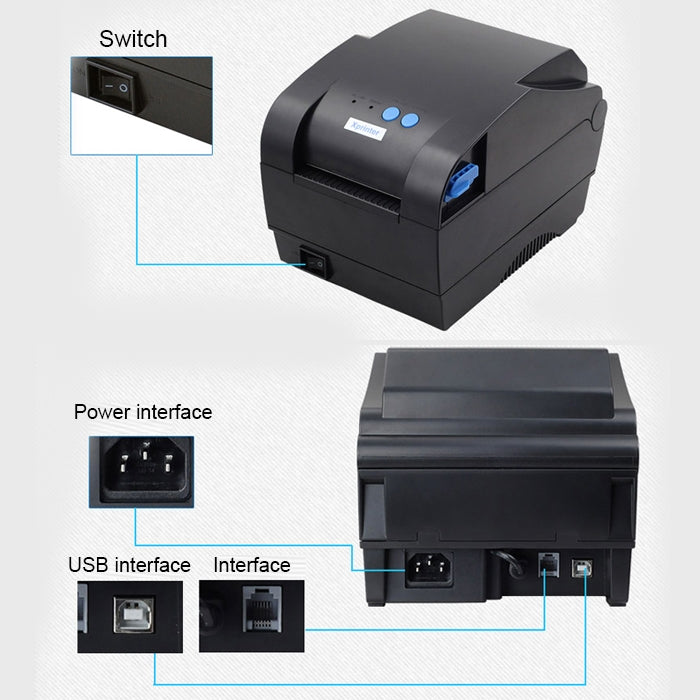 Xprinter XP-365B USB Port Thermal Automatic Calibration Barcode Printer - Printer by Xprinter | Online Shopping UK | buy2fix