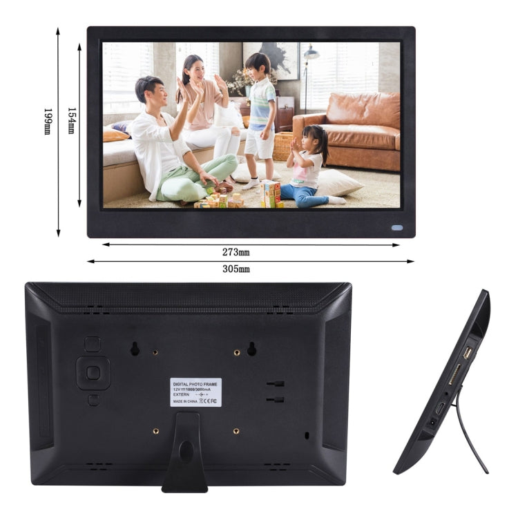 12.5 inch FHD LED Display Digital Photo Frame with Holder & Remote Control, MSTAR V56 Program, Support USB / SD Card Input (White) - Consumer Electronics by buy2fix | Online Shopping UK | buy2fix