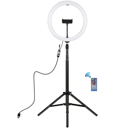 PULUZ 11.8 inch 30cm RGBW Light + 1.65m Mount Curved Surface RGBW Dimmable LED Ring Selfie Vlogging Light  Live Broadcast Kits with Cold Shoe Tripod Adapter & Phone Clamp & Remote Control(Black) - Ring Light by PULUZ | Online Shopping UK | buy2fix