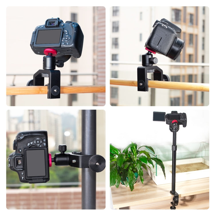 PULUZ Heavy Duty C Clamp Camera Clamp Mount with 1/4 inch Screw for GoPro Hero11 Black / HERO10 Black /9 Black /8 Black /7 /6 /5 /5 Session /4 Session /4 /3+ /3 /2 /1, DJI Osmo Action and Other Action Cameras(Black) - DJI & GoPro Accessories by PULUZ | Online Shopping UK | buy2fix