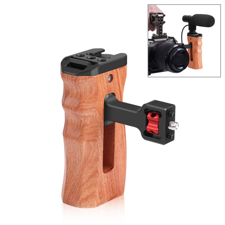 PULUZ 1/4 inch Screw Universal Camera Wooden Side Handle with Cold Shoe Mount for Camera Cage Stabilizer(Black) - Camera Stabilizer by PULUZ | Online Shopping UK | buy2fix