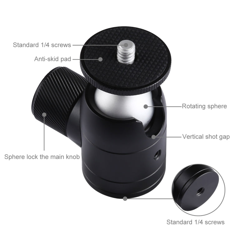 PULUZ Mini 360 Degree Panoramic 90 Degree Tilt Metal Ball Head Tripod Mount for DSLR & Digital Cameras - Camera Accessories by PULUZ | Online Shopping UK | buy2fix