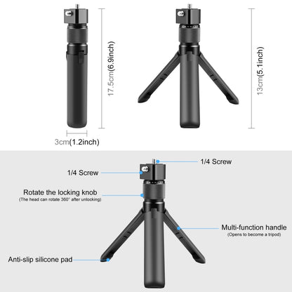 For Insta360 X3 PULUZ Rotary Handle Desktop Tripod Stand (Black) - Self Monopod Grip by PULUZ | Online Shopping UK | buy2fix