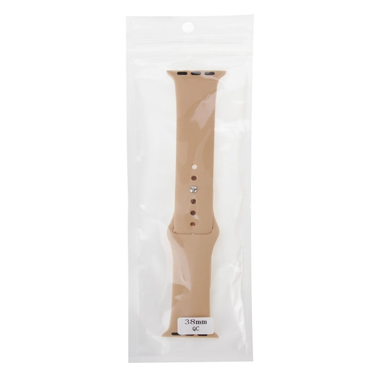 For Apple Watch Sport 38mm High-performance Longer Silicone Sport Watch Band with Pin-and-tuck Closure(Khaki) - Smart Wear by buy2fix | Online Shopping UK | buy2fix