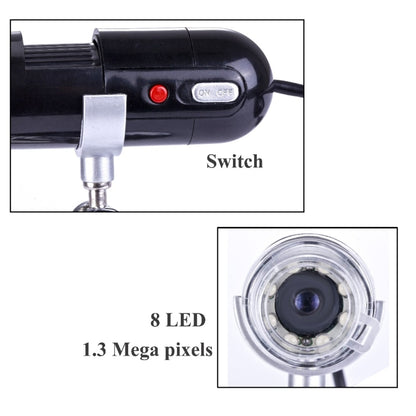 1.3 Mega pixels 200x USB digital microscope with 8 LED White light(Black) - Consumer Electronics by buy2fix | Online Shopping UK | buy2fix