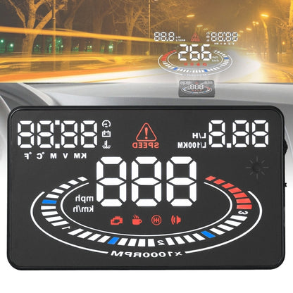 E300 5.5 inch Car OBDII / EUOBD HUD Vehicle-mounted Head Up Display Security System, Support Speed & Fuel Consumption, Overspeed Alarm,  Fuel Consumption, Water Temperature, etc.(Black) - Head Up Display System by buy2fix | Online Shopping UK | buy2fix