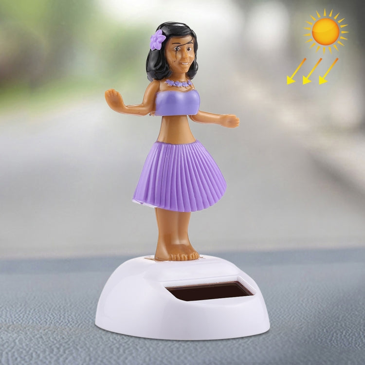 Solar Powered Bobble Head Dancing Toy Car Decoration Ornament Cute Hula Princess(Purple) - Ornaments by buy2fix | Online Shopping UK | buy2fix