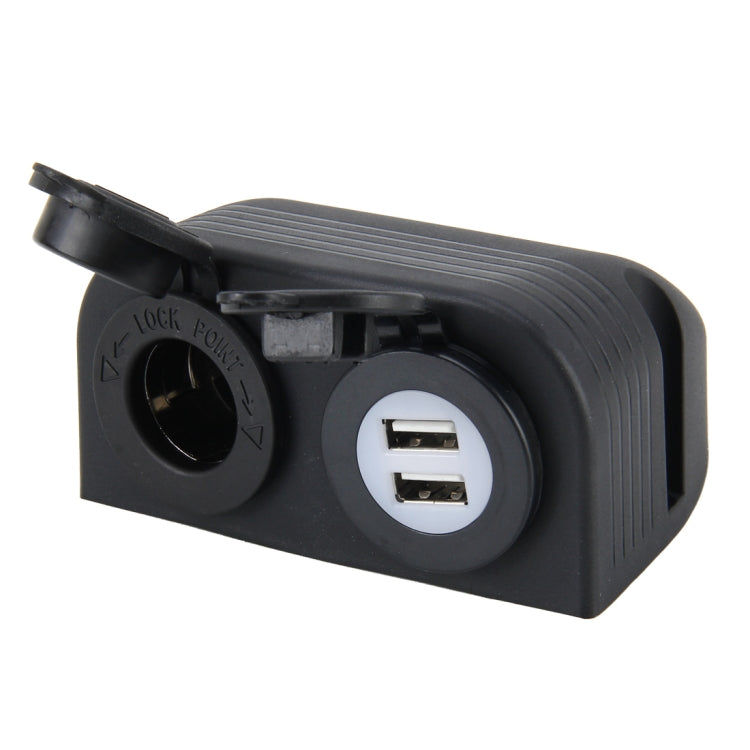 5V 2.1A Dual-USB Ports w/20A Car Cigarette Lighter Socket Car Charger(Black) - In Car by buy2fix | Online Shopping UK | buy2fix