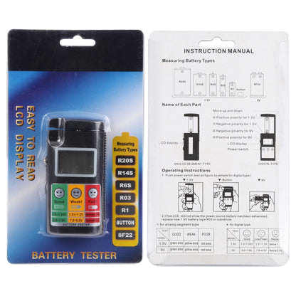 Digital LCD Screen Battery Tester for R20S / R14S / R6S / R03 / R1 / Button / 6F22(Black) - Consumer Electronics by buy2fix | Online Shopping UK | buy2fix