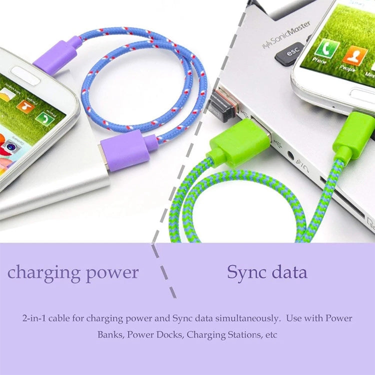 1m Nylon Netting Style USB 8 Pin Data Transfer Charging Cable for iPhone, iPad(Purple) - Normal Style Cable by buy2fix | Online Shopping UK | buy2fix