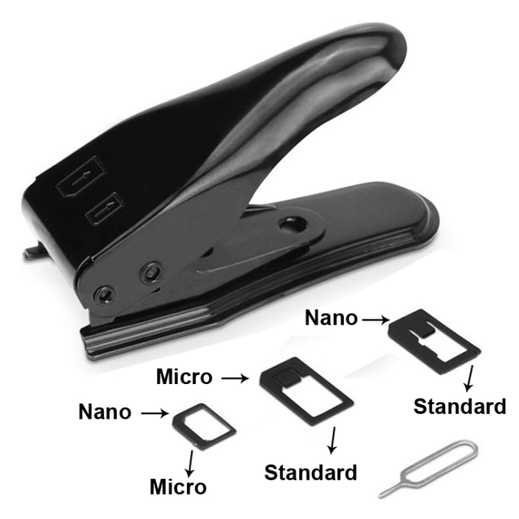 Dual Nano Sim Cutter for iPhone / Samsung / Huawei / Xiaomi  (With Nano SIM to Micro SIM Card Adapter + Nano SIM to Standard SIM Card Adapter + Micro SIM to Standard SIM Card Adapter + Sim Card Tray Holder Eject Pin Key Tool)(Black) - SIM Card Tool by buy2fix | Online Shopping UK | buy2fix