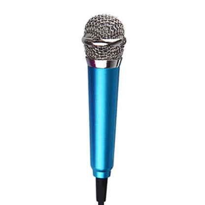 3.5mm Male + 3.5mm Female Ports Mini Household Mobile Phone Sing Song Metal Condenser Microphone, Compatible with IOS / Android System(Blue) - Apple Accessories by buy2fix | Online Shopping UK | buy2fix