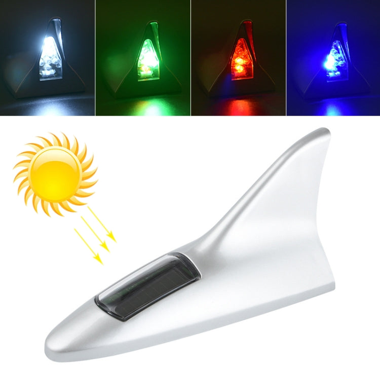 Solar Shark Fin High-positioned Alarm Light(Silver) - In Car by buy2fix | Online Shopping UK | buy2fix