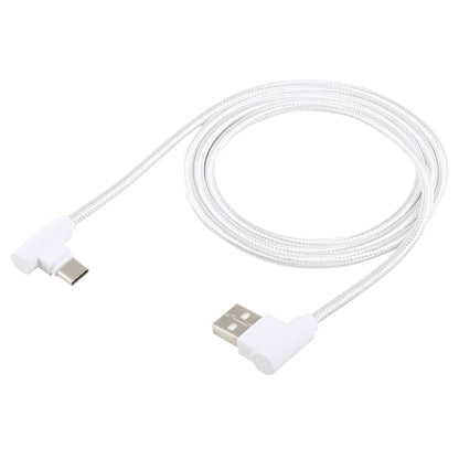 1.2m 2A 90 Copper Wires Woven Elbow USB-C / Type-C 3.1 to USB 2.0 Data / Charger Cable(White) - USB-C & Type-C Cable by buy2fix | Online Shopping UK | buy2fix