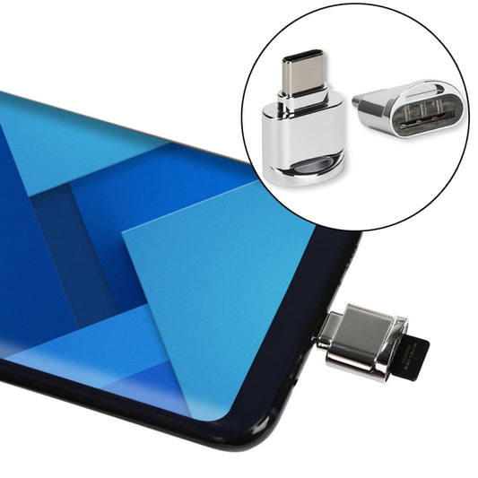 TF Card to USB-C / Type-C Male Aluminum Alloy OTG Adapter with Keychain(Silver) - OTG Adapter by buy2fix | Online Shopping UK | buy2fix